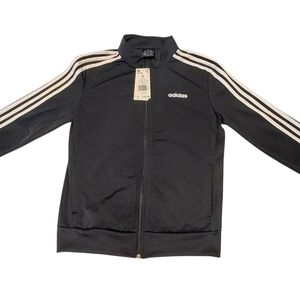 Adidas Women's Small M Essentials 3 Stripes Tricot Track Jacket Black DQ3070 New